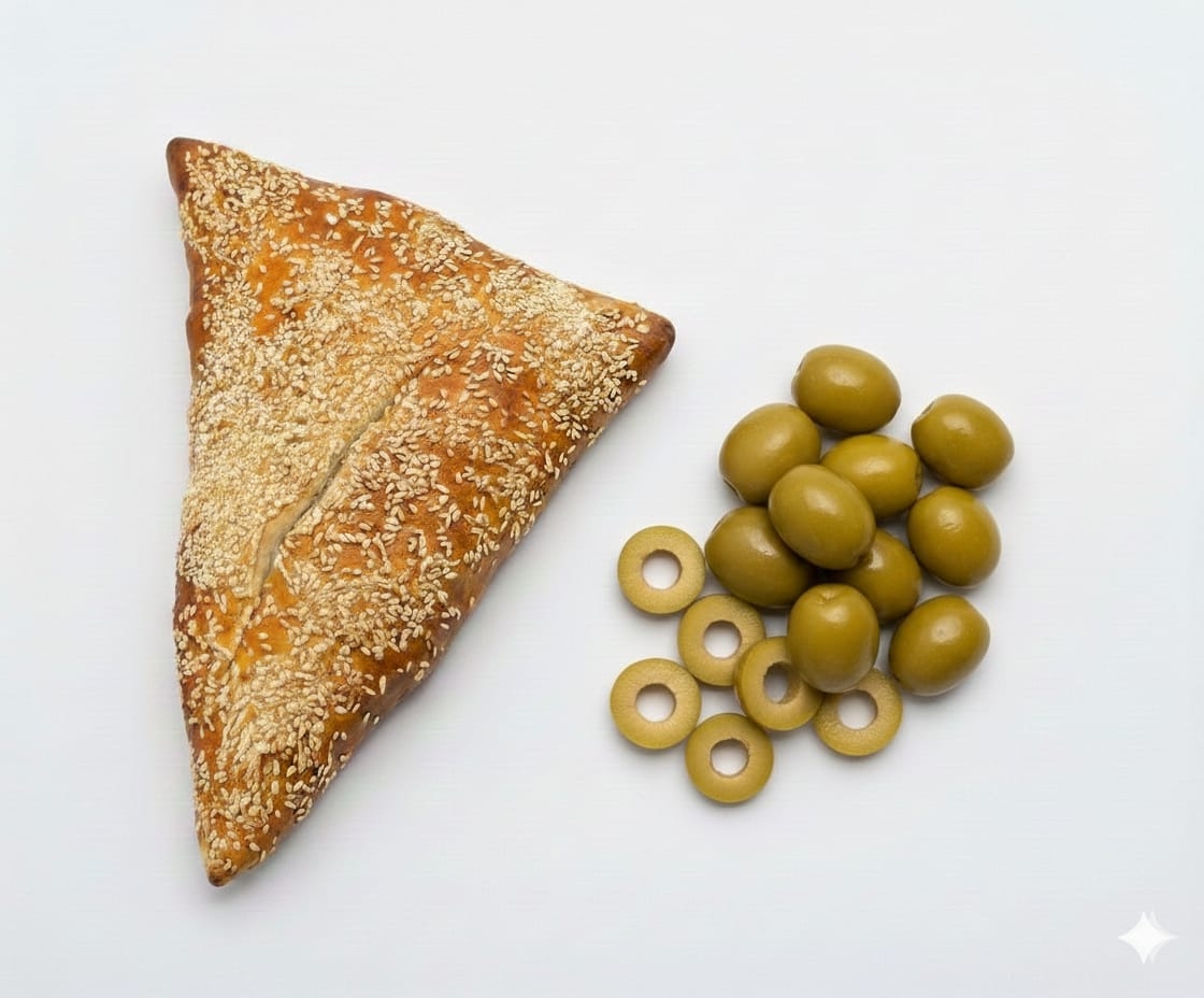 מאפה צהובה רוטב פיצה וזיתים 